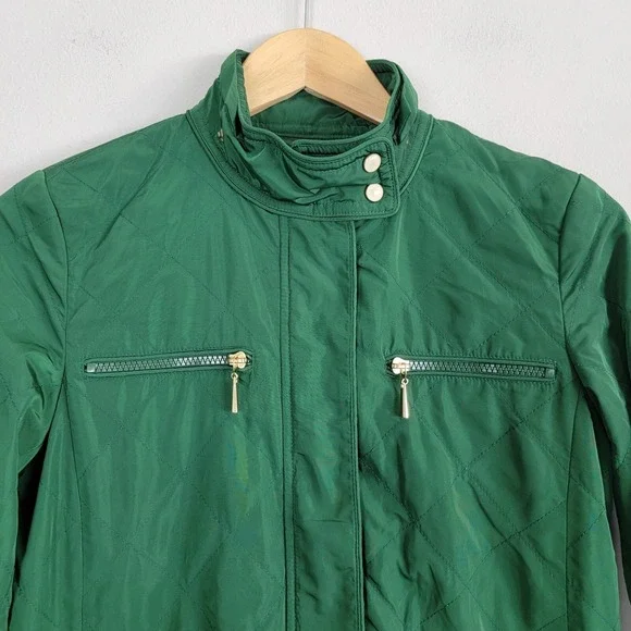 Zara Basic Full Zip Jackets Womens M Green Long Sleeve Pockets Stand Up Collar - Picture 3 of 13